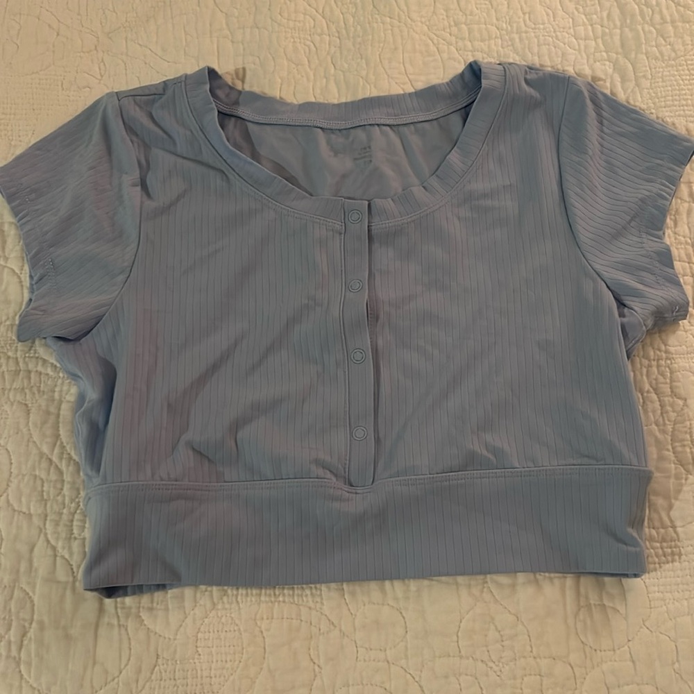 Offline by Aerie Cropped Light Blue Shirt